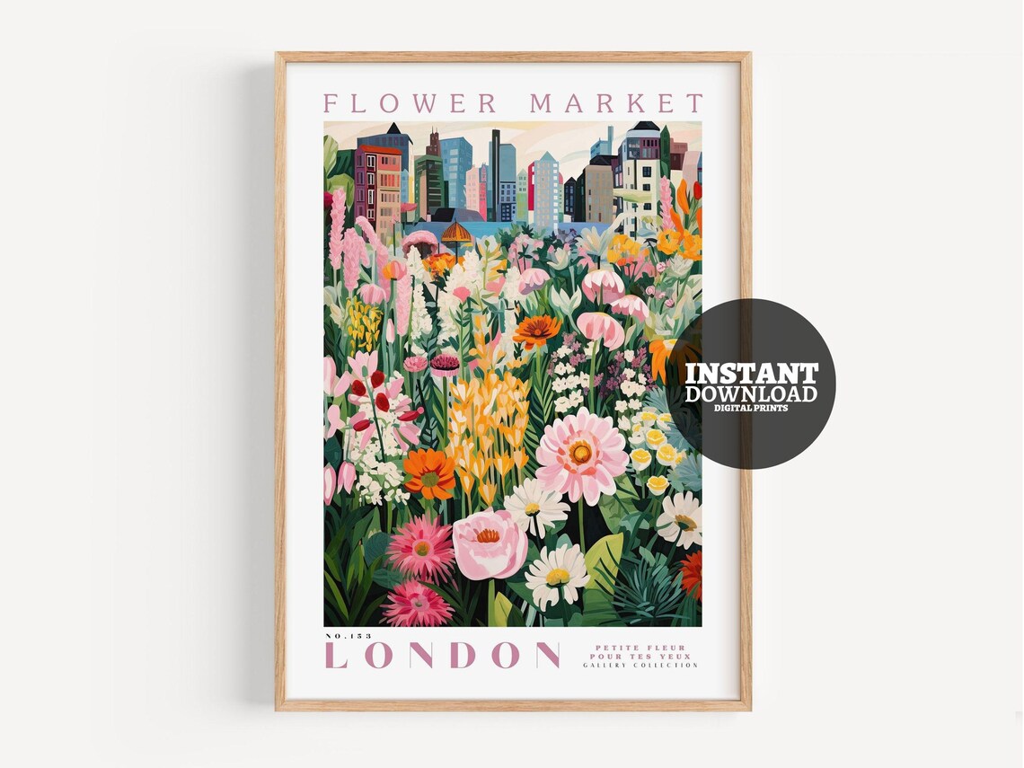 Flower Market Print, London Botanical Art Print