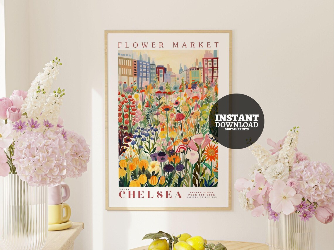 Flower Market Chelsea Botanical Art Print