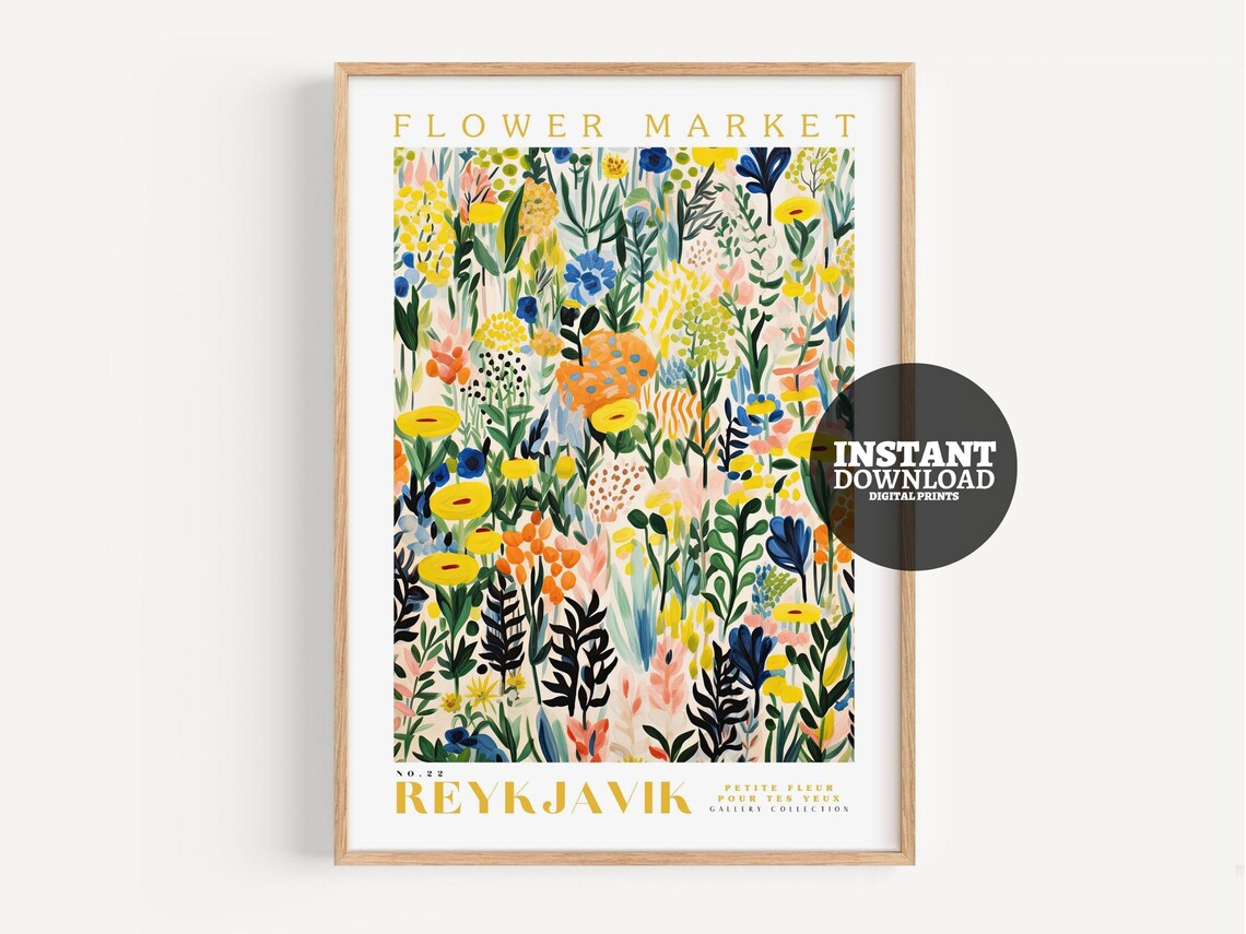 Flower Market Floral Poster, Botanical Travel Gifts - Image 2