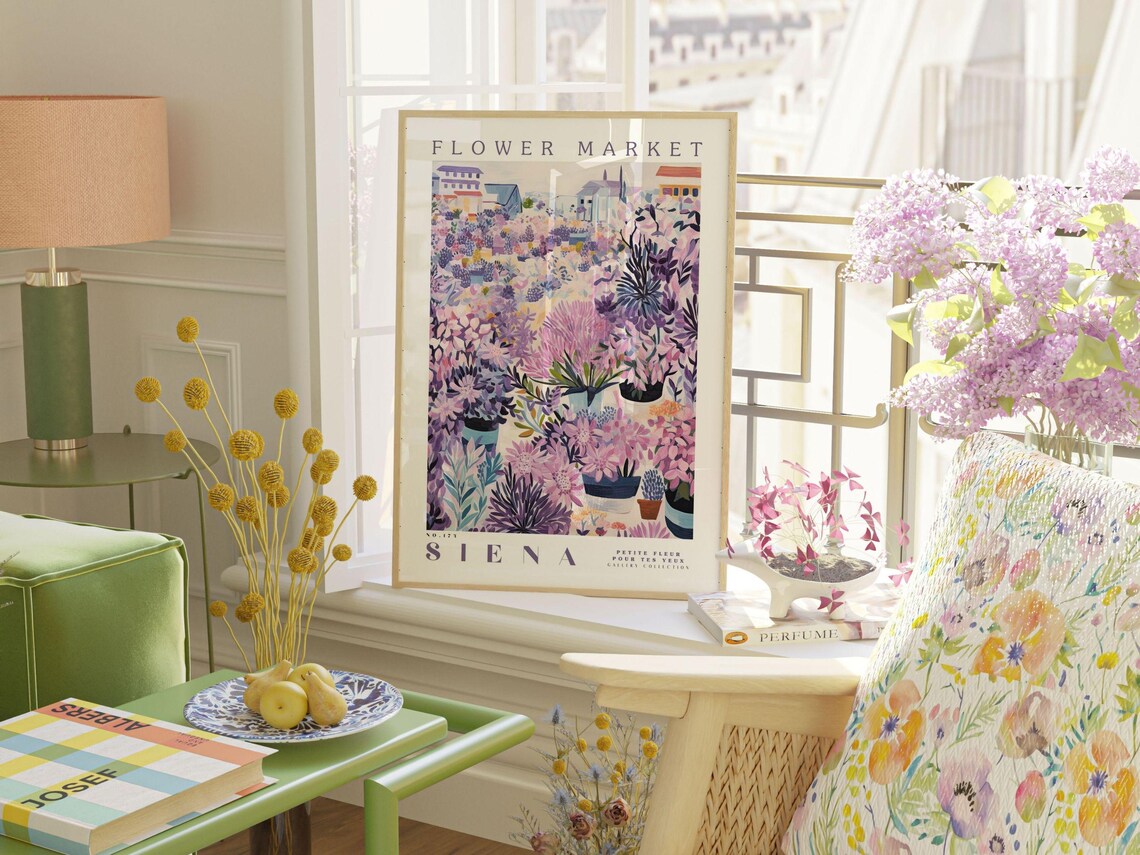 Flower Market Siena No 171 Purple Floral Gallery Collection Poster - Image 2