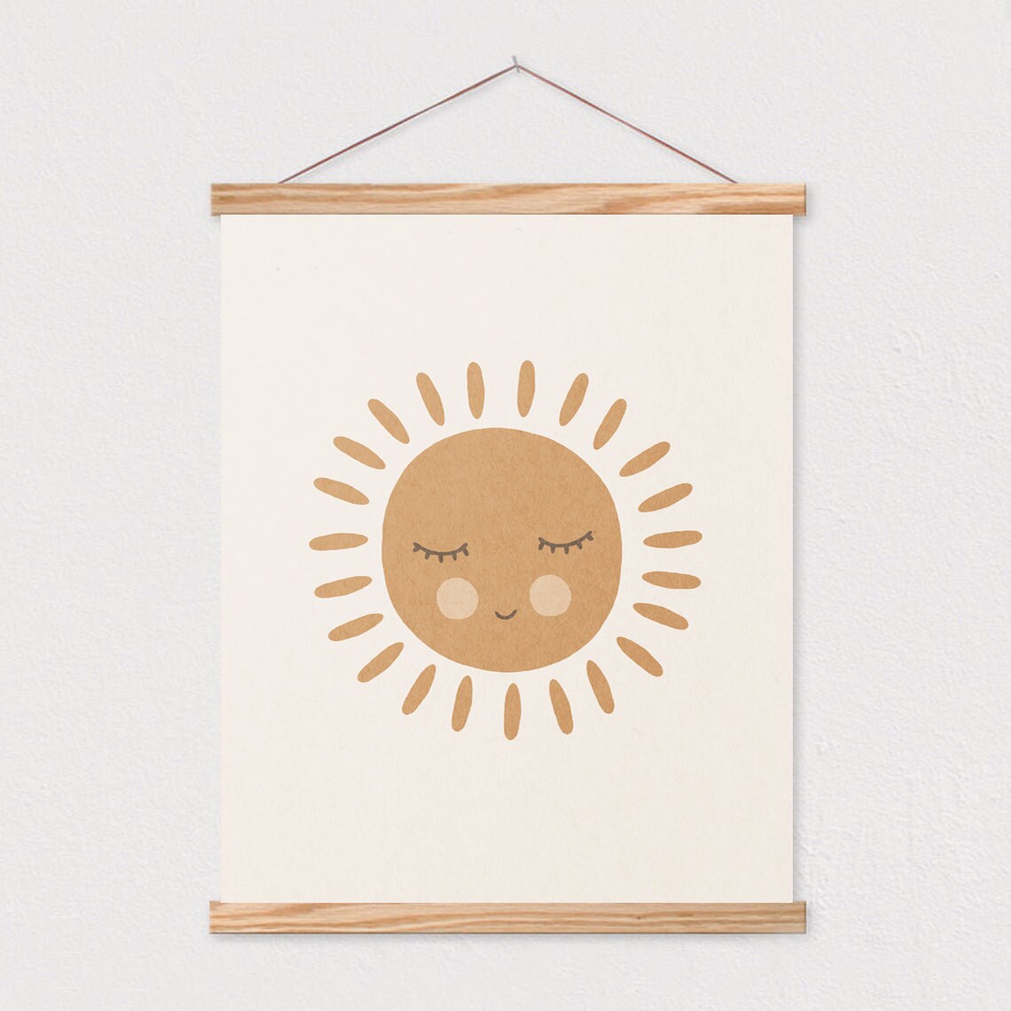 Smiling Boho Sun Happy Face Neutral Nursery Kids Room Poster - Image 2
