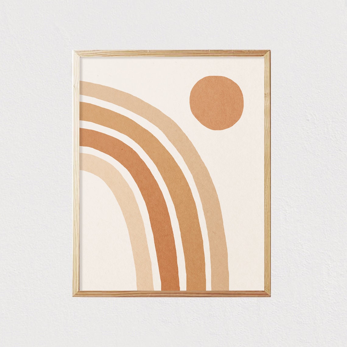 Corner Rainbow Arches Orange Sun Minimalist Neutral Abstract Poster