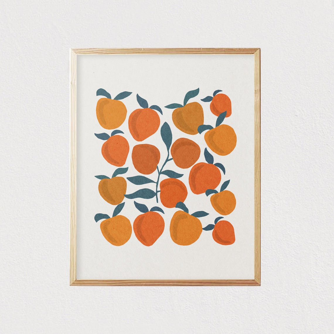 Orange Citrus Trees Mid Century Modern Stylized Botanical Art Poster