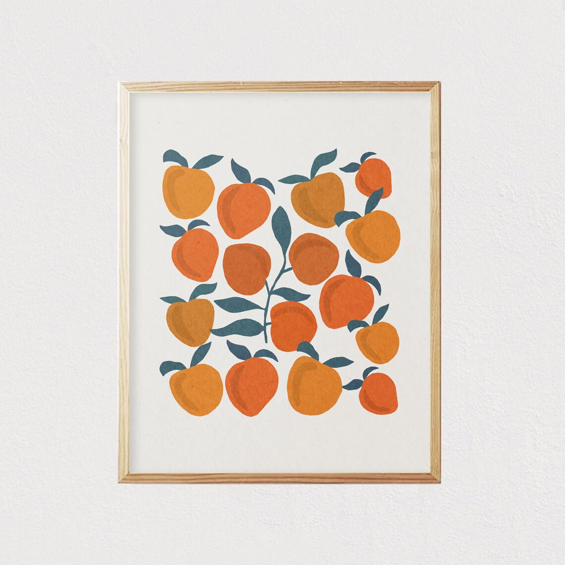 Orange Peaches Fruit Art Mid Century Modern Wall Art Childrens Wall Art Kids Room Decor Nursery Room Decor 16x20