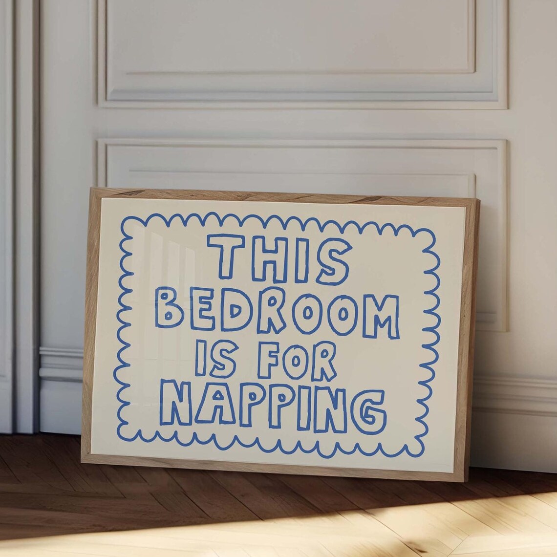 This Bedroom Is for Napping Horizontal Poster Blue Bubble Letter Art