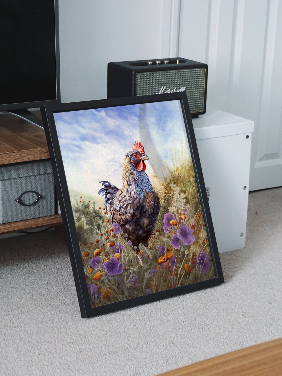 Rooster in Wildflower Meadow Rustic Farm Bird Country Poster - Image 7