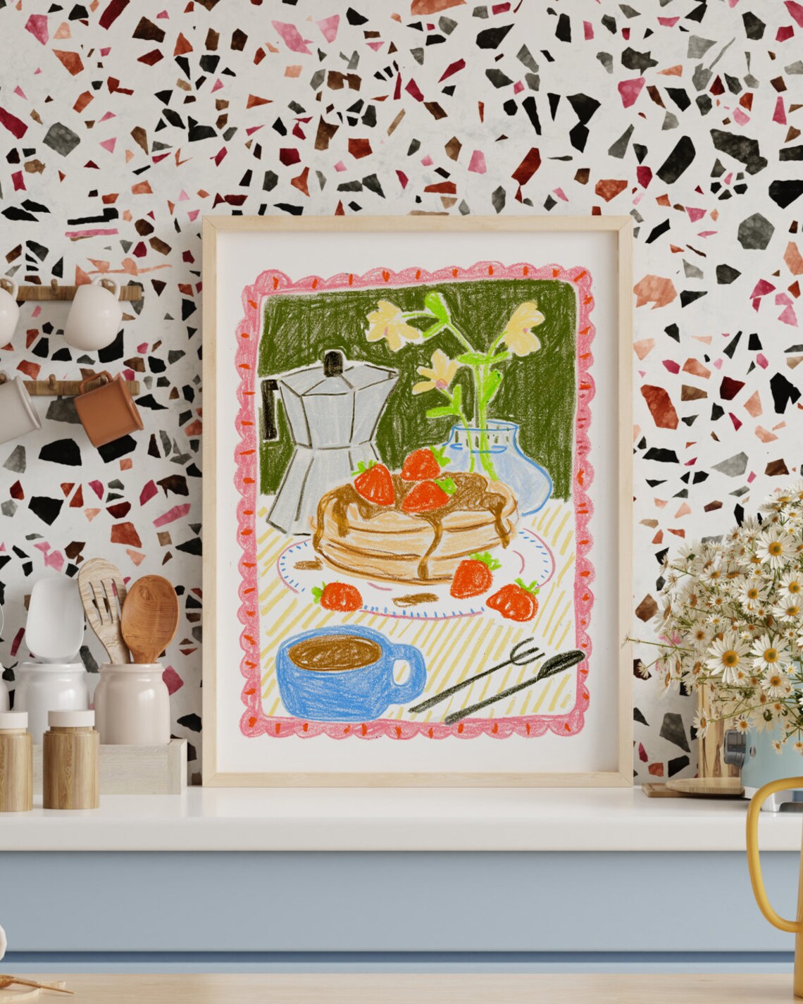 Still Life With Pancakes Art Print, Kitchen Wall Art - Image 3