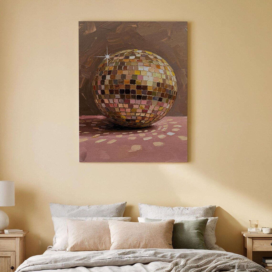 Disco Ball Painting Colorful Mirror Ball Retro Party Dance Art Poster
