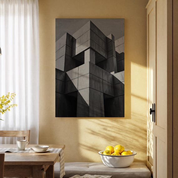 Brutalist Architecture Canvas Wall Art Geometric Concrete Design Print Modern Abstract For Living Room Office Or Minimal Dcor