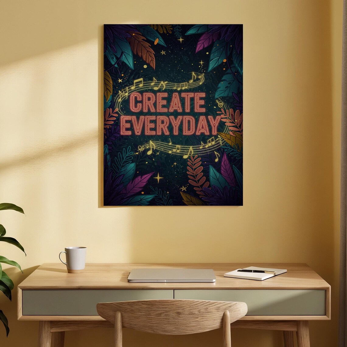 Create Everyday Inspirational Quote Musical Notes Leaves Motivational Poster