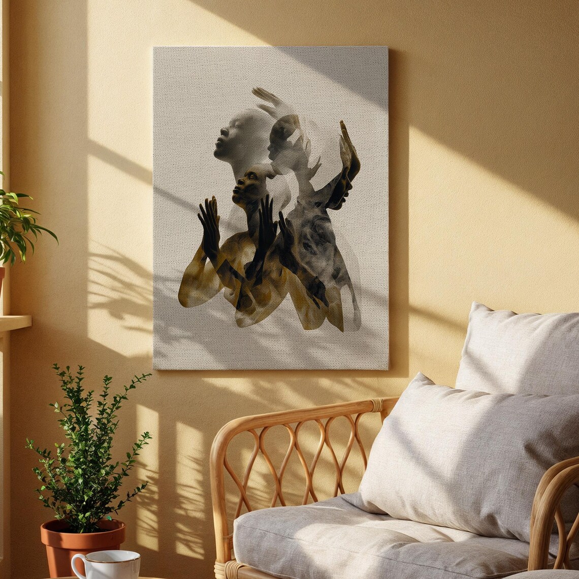 Layered Human Silhouette, Surreal Minimalist Art Print