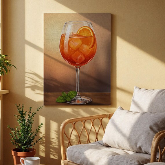 Refreshing Cocktail Orange Spritz Glass Ice Summer Drink Wall Poster