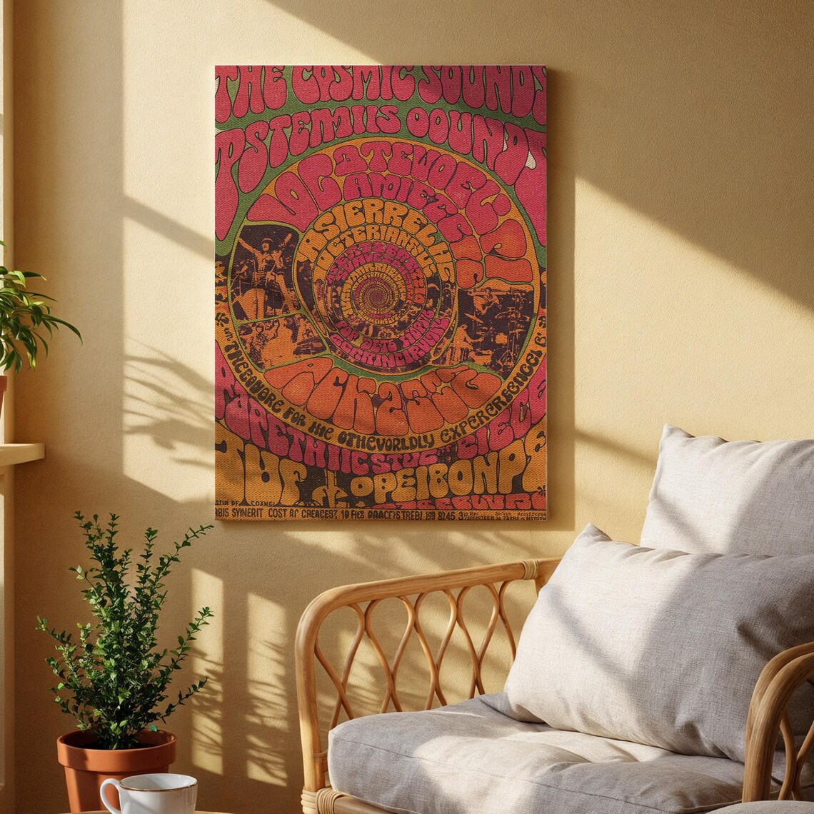 The Cosmic Sounds Groovy Psychedelic 60s Rock Swirl Concert Poster