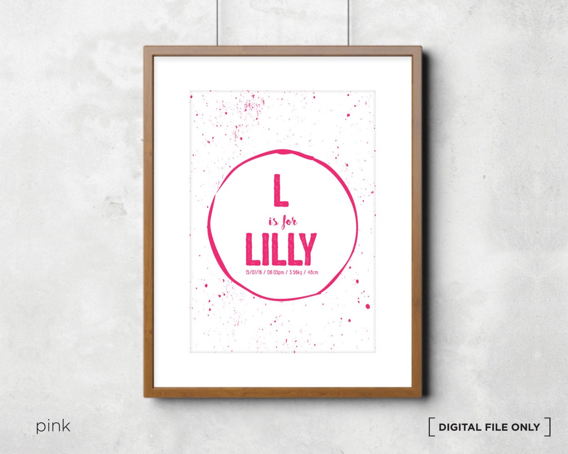 Monochrome Alphabet Birth Stats Personalized Baby Announcement Print - Image 4