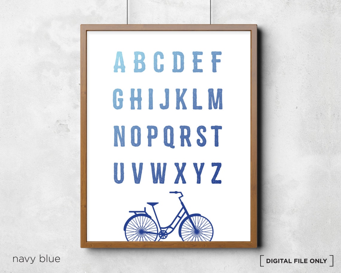 Bicycle Alphabet Chart Alphabet Chart Abc Alphabet Poster Childs Room Wall Art Print Kids Alphabet Template Corjl