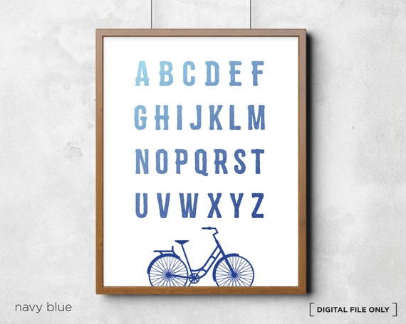 Bicycle Alphabet Chart Alphabet Chart Abc Alphabet Poster Childs Room Wall Art Print Kids Alphabet Template Corjl