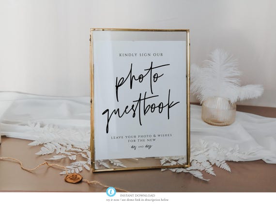 Photo Guestbook Sign Personalized Wedding Guest Book Editable Guestbook Sign Photo Guest Book For Wedding Ashley