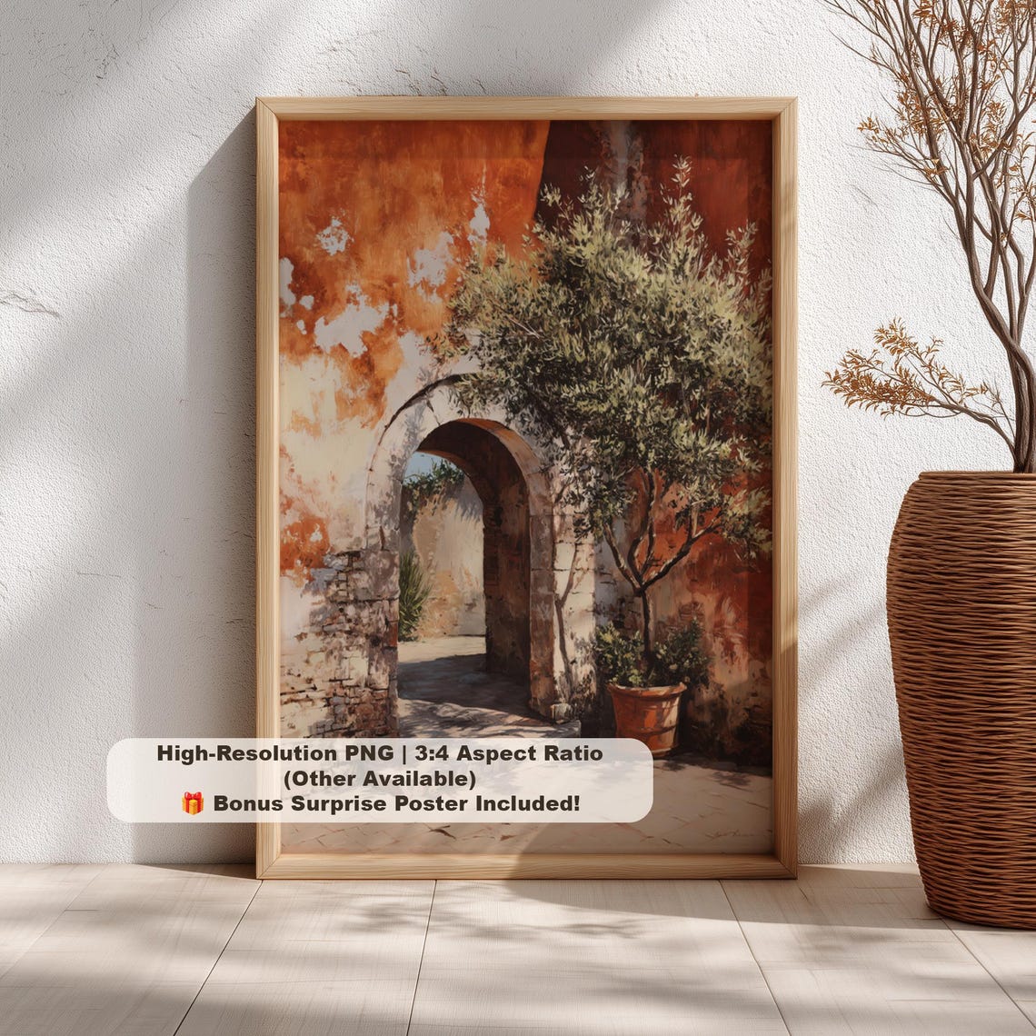 Rustic Tuscan Stone Archway Courtyard Italian Landscape Wall Art
