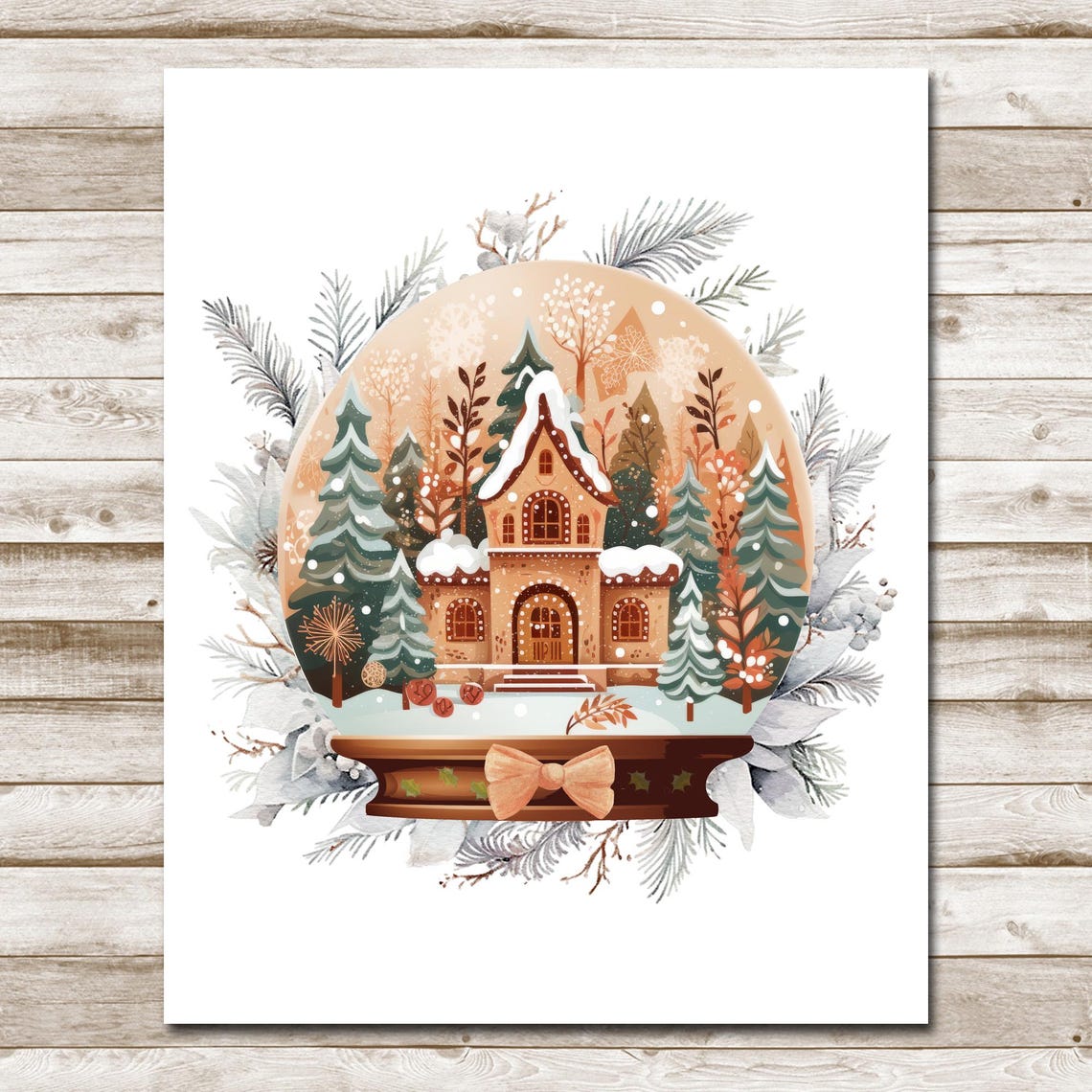 Christmas Snow Globe With Cozy Cottage Snowscape Holiday Decor Poster - Image 4