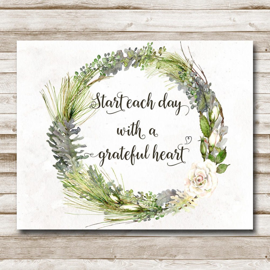 Start Each Day with a Grateful Heart Eucalyptus Wreath Art Print - Image 4