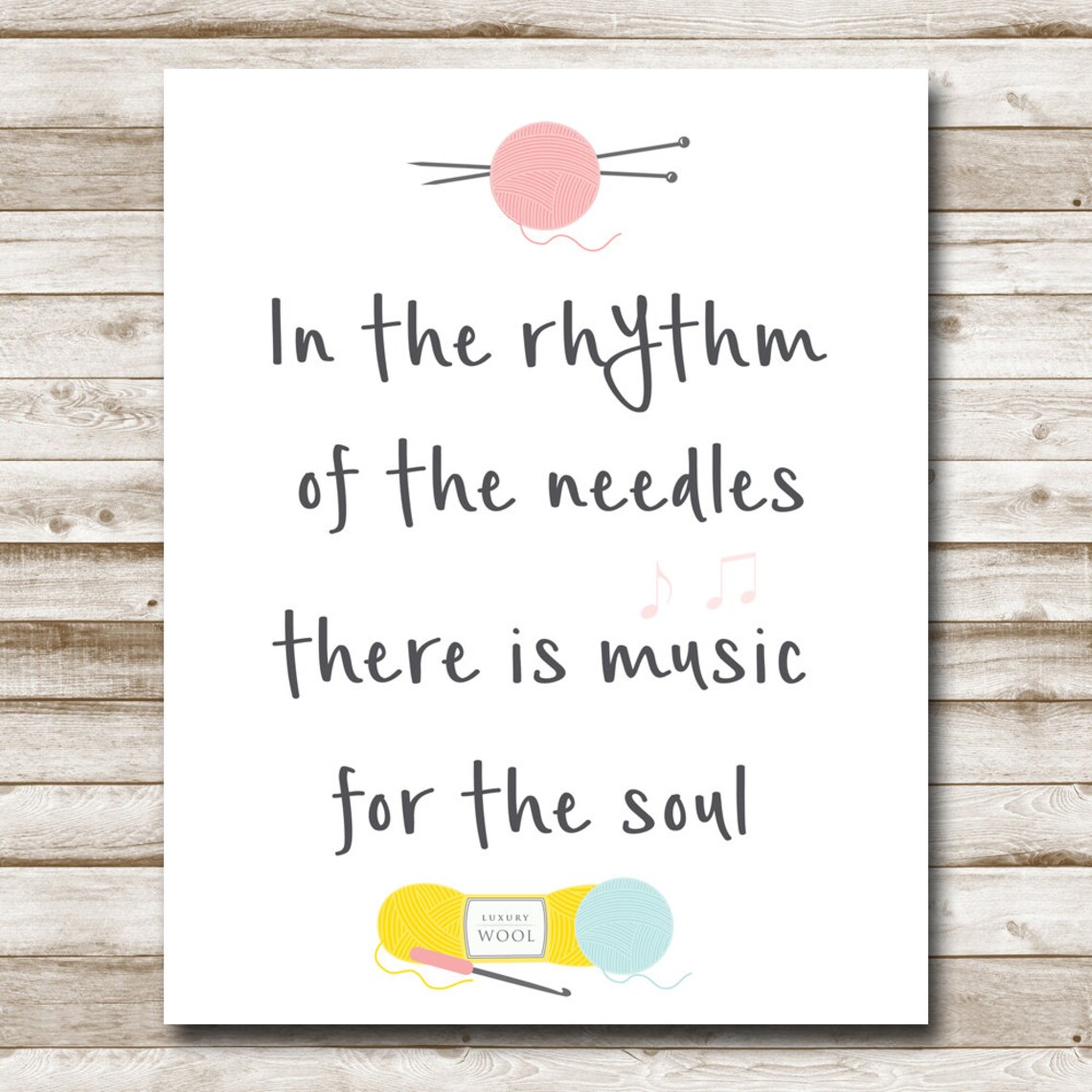 In the Rhythm of the Needles Knitting Quote With Music Notes Poster - Image 4