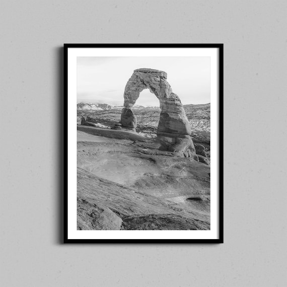 Delicate Arch Arches National Park Utah Black White Portrait Photo Poster