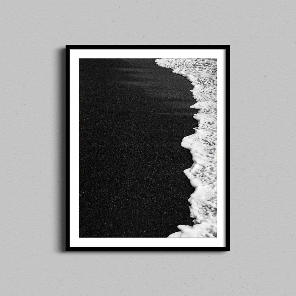Ocean Wave Foam Edge Black Sand Minimalist Abstract Art Poster