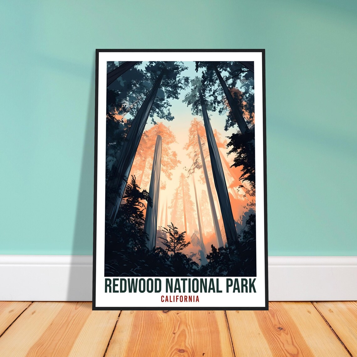 Redwood National Park California Towering Redwood Forest Sunset Poster
