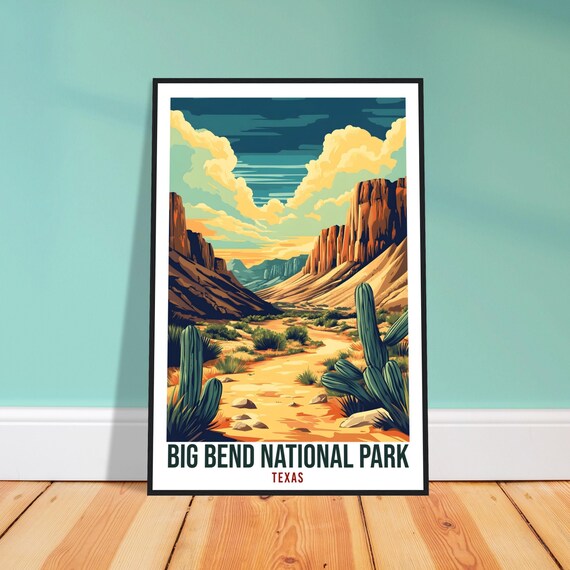 Big Bend National Park Texas Desert Canyon Cactus Travel Poster