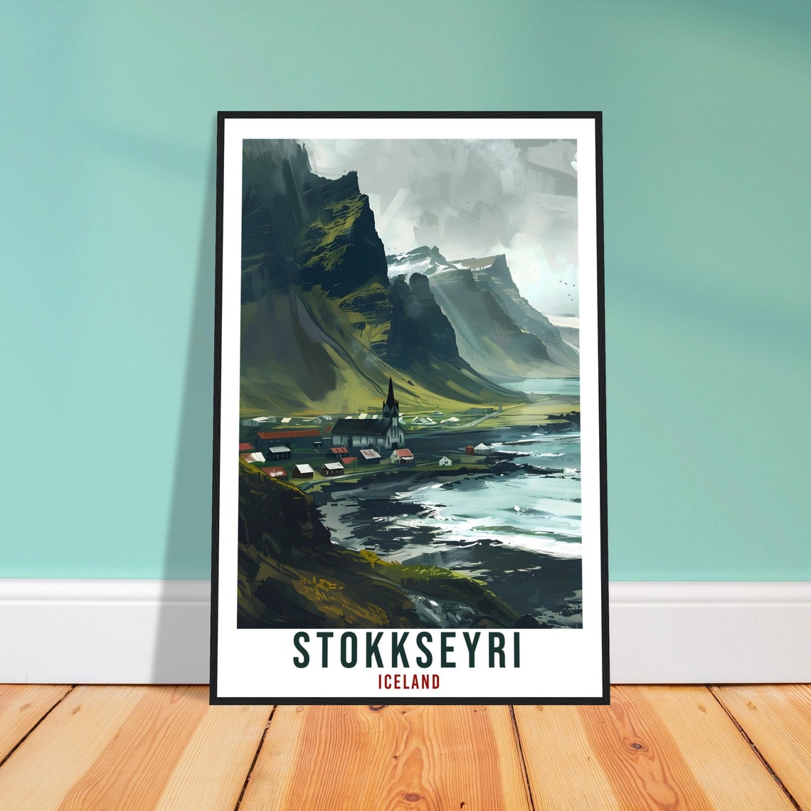 Stokkseyri Iceland Travel Print Wall Art Wall Hanging Home Dcor Stokkseyri Gift Travel Art Iceland Artwork City Landscape Travel Poster