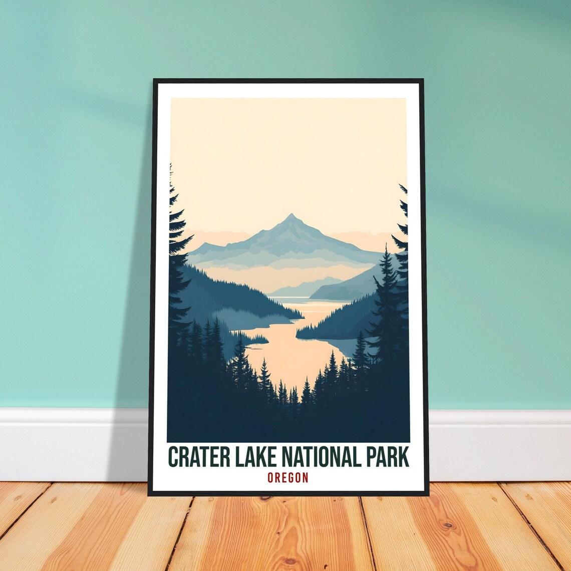 Crater Lake National Park Oregon Mountain Lake Vintage Travel Poster
