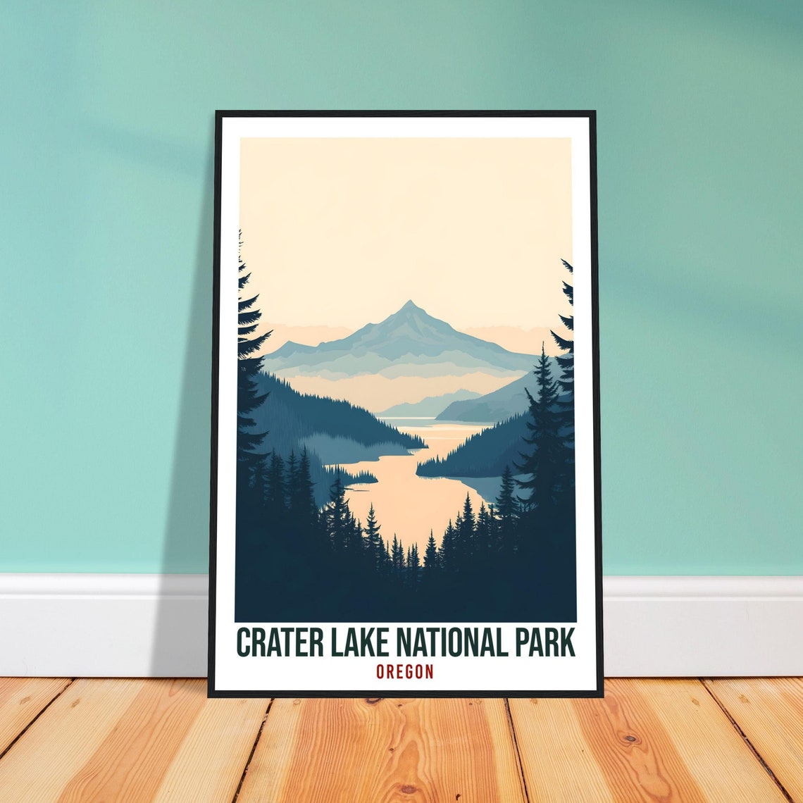 Crater Lake National Park Usa Travel Print Wall Art Wall Hanging Home Dcor Crater Lake Gift Travel Art Usa Oregon Artwork Travel Poster