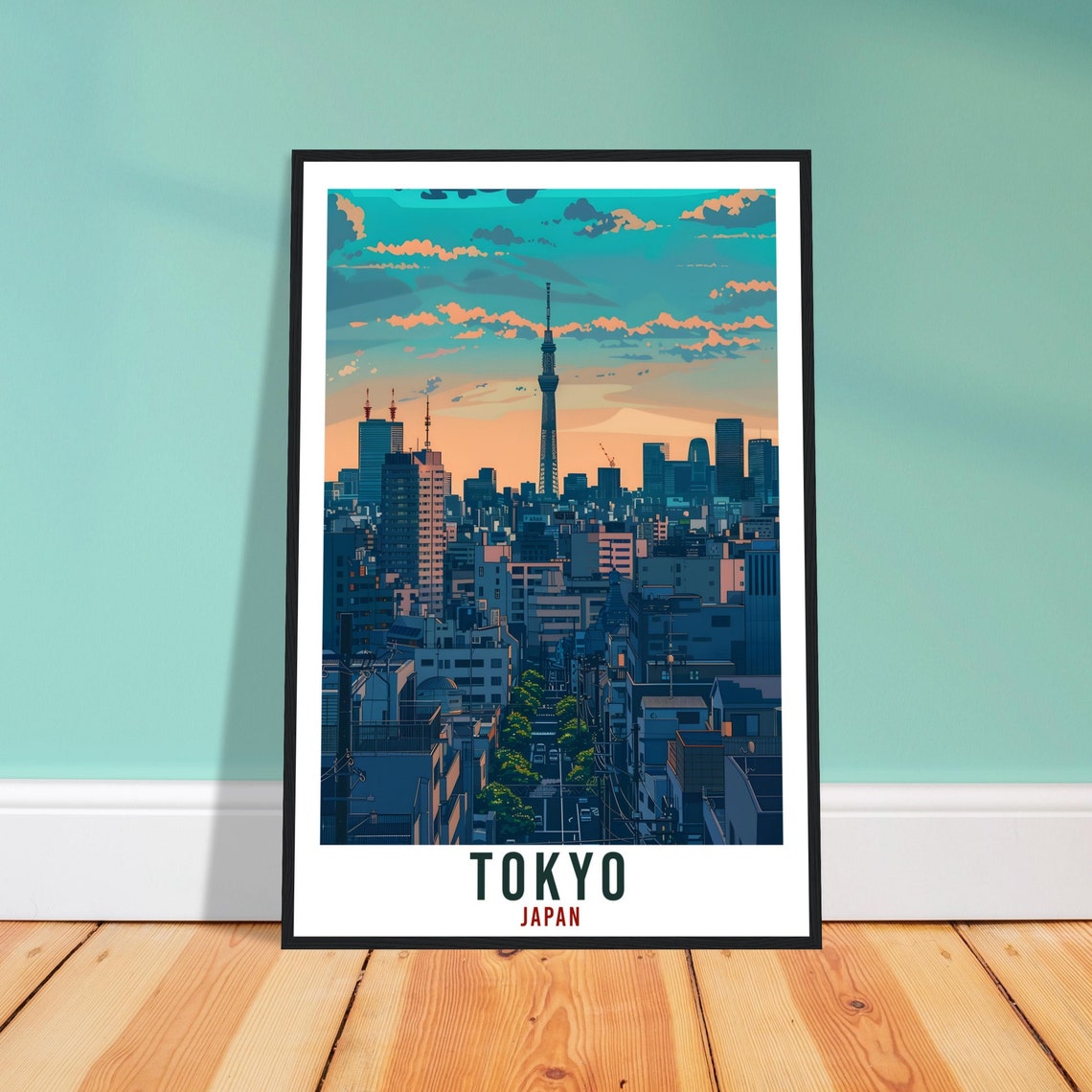 Tokyo Japan Skytree Tower Evening City Skyline Travel Poster