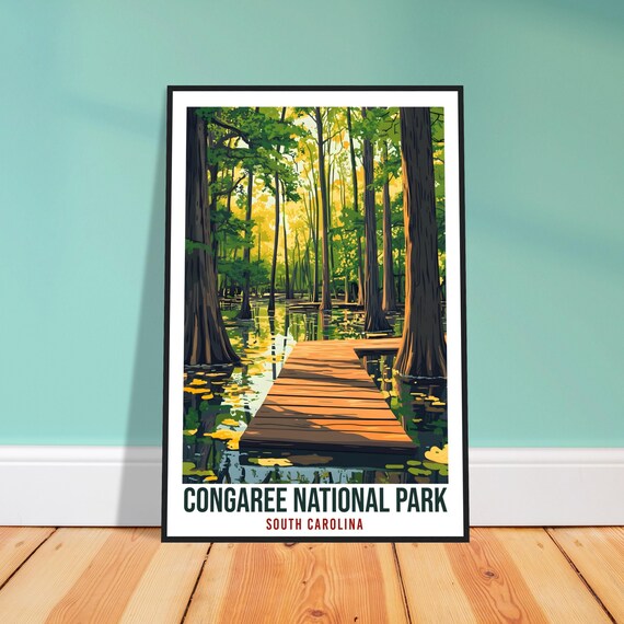 Congaree National Park South Carolina Cypress Swamp Travel Poster