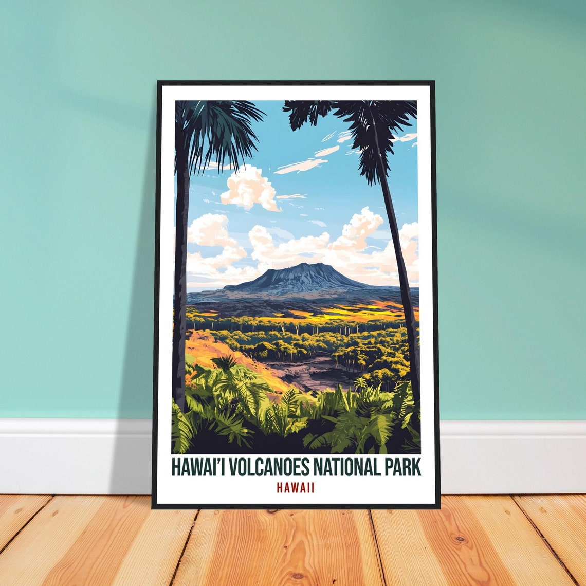 Hawaii Volcanoes National Park Crater Retro Vintage Travel Poster