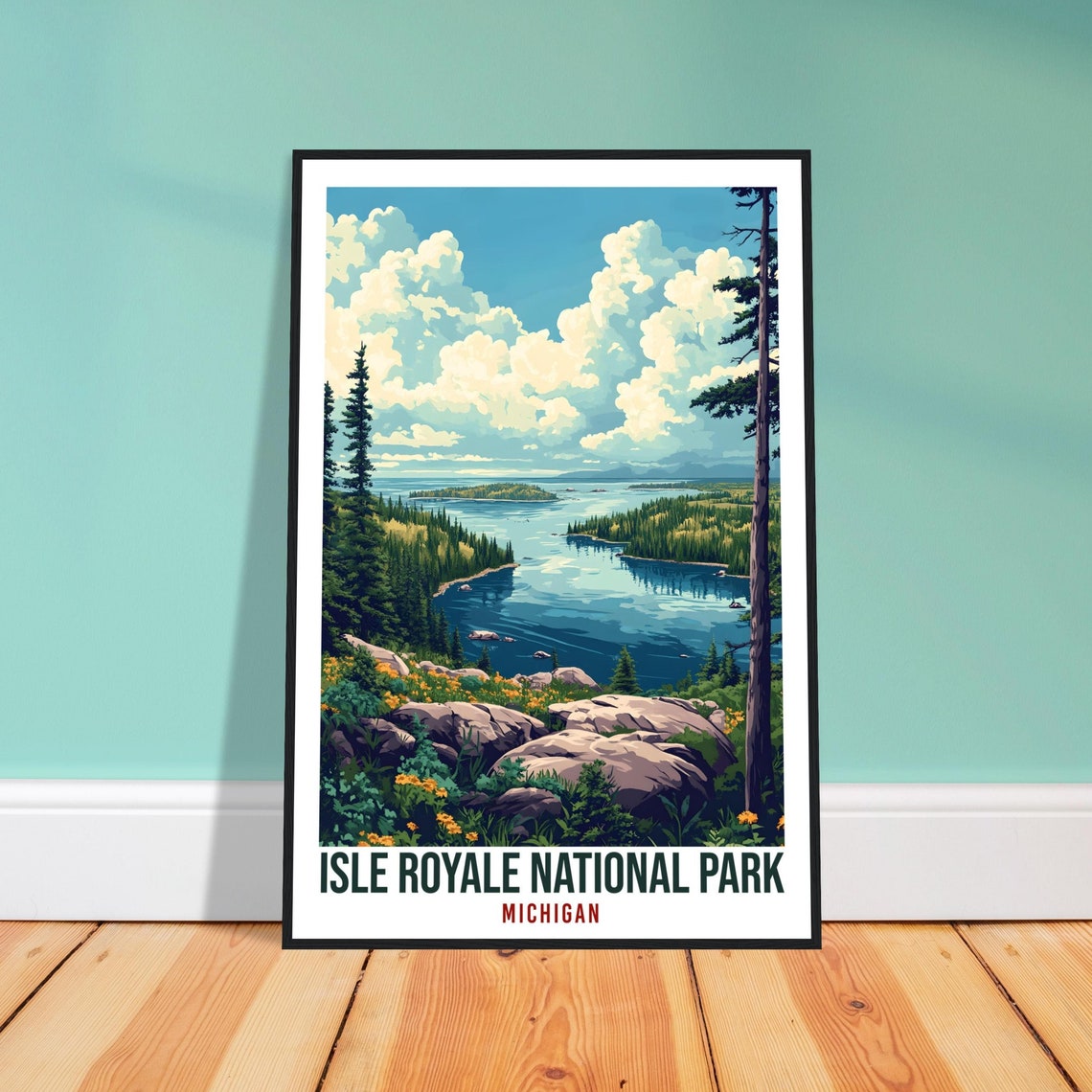 Isle Royale National Park Michigan Usa Travel Print Wall Art Wall Hanging Home Dcor Isle Royale Gift Travel Art Usa Artwork Travel Poster