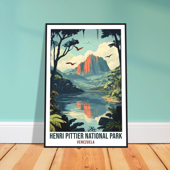 Henri Pittier National Park Travel Poster Venezuela Jungle Peak View