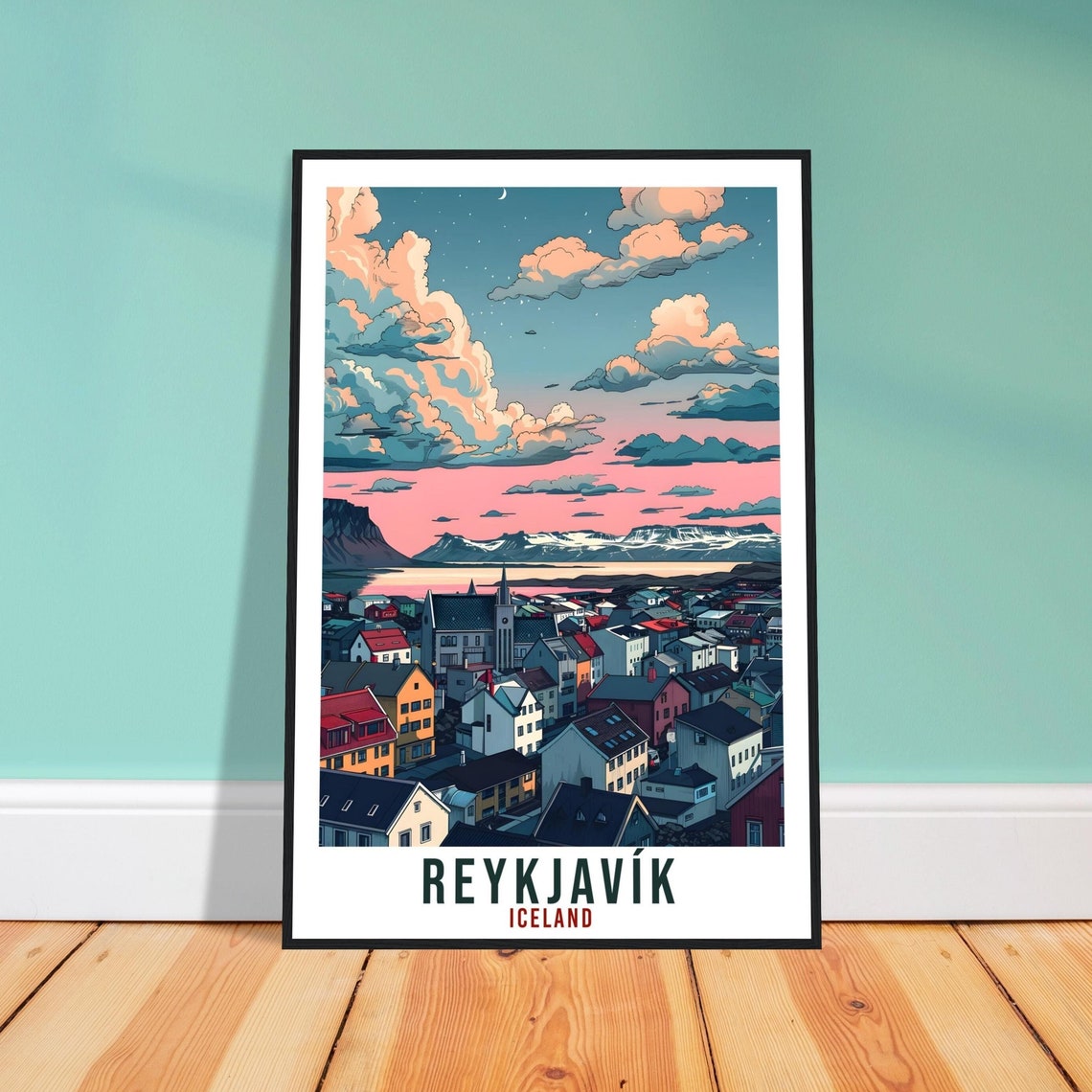 Reykjavk Iceland Travel Print Wall Art Wall Hanging Home Dcor Reykjavk City Gift Travel Art Iceland Artwork Landscape Travel Poster