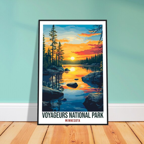 Voyageurs National Park Minnesota Sunset Lake Scene Travel Poster