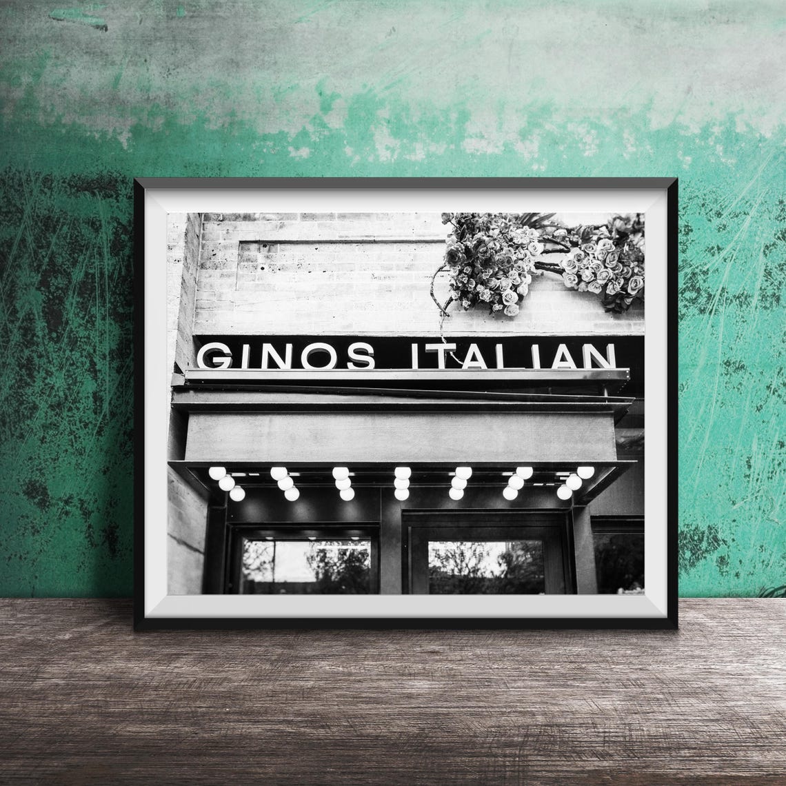 Ginos Italian Restaurant Entrance West Loop Chicago Neon Sign Poster - Image 2