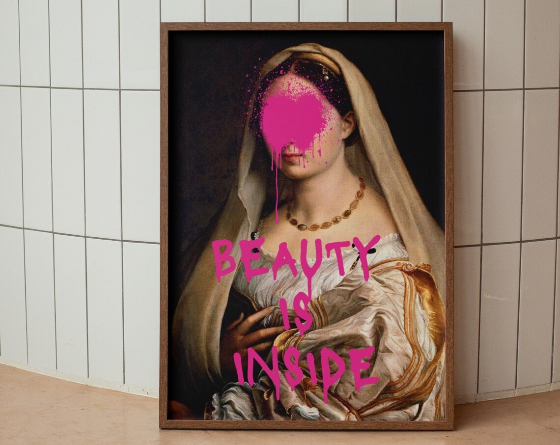 Beauty Is Inside Altered Renaissance Veiled Lady Portrait Poster - Image 5