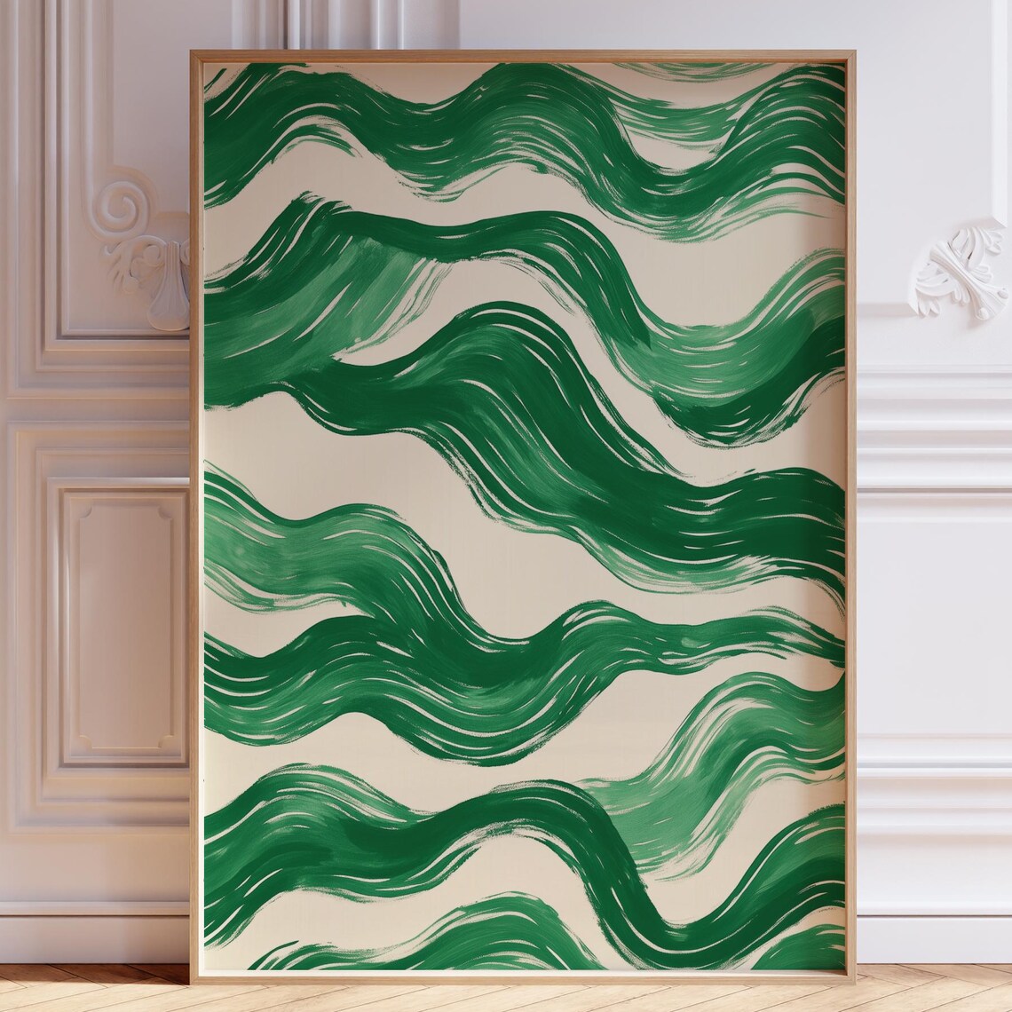 Emerald Green Flowing Ocean Wave Abstract Modern Art Wall Poster