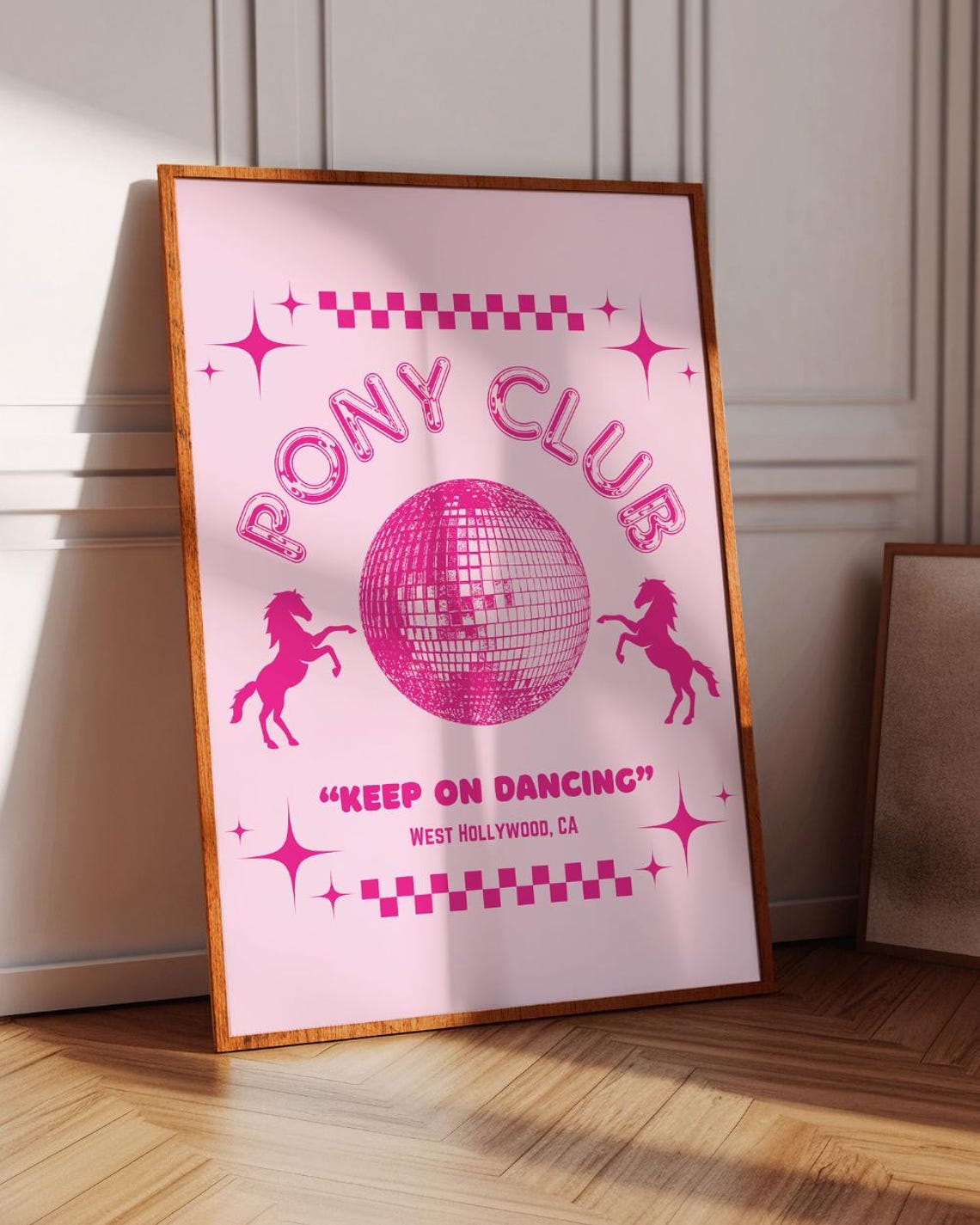 Pony Club Keep On Dancing Disco Ball Hot Pink Retro Wall Poster - Image 2