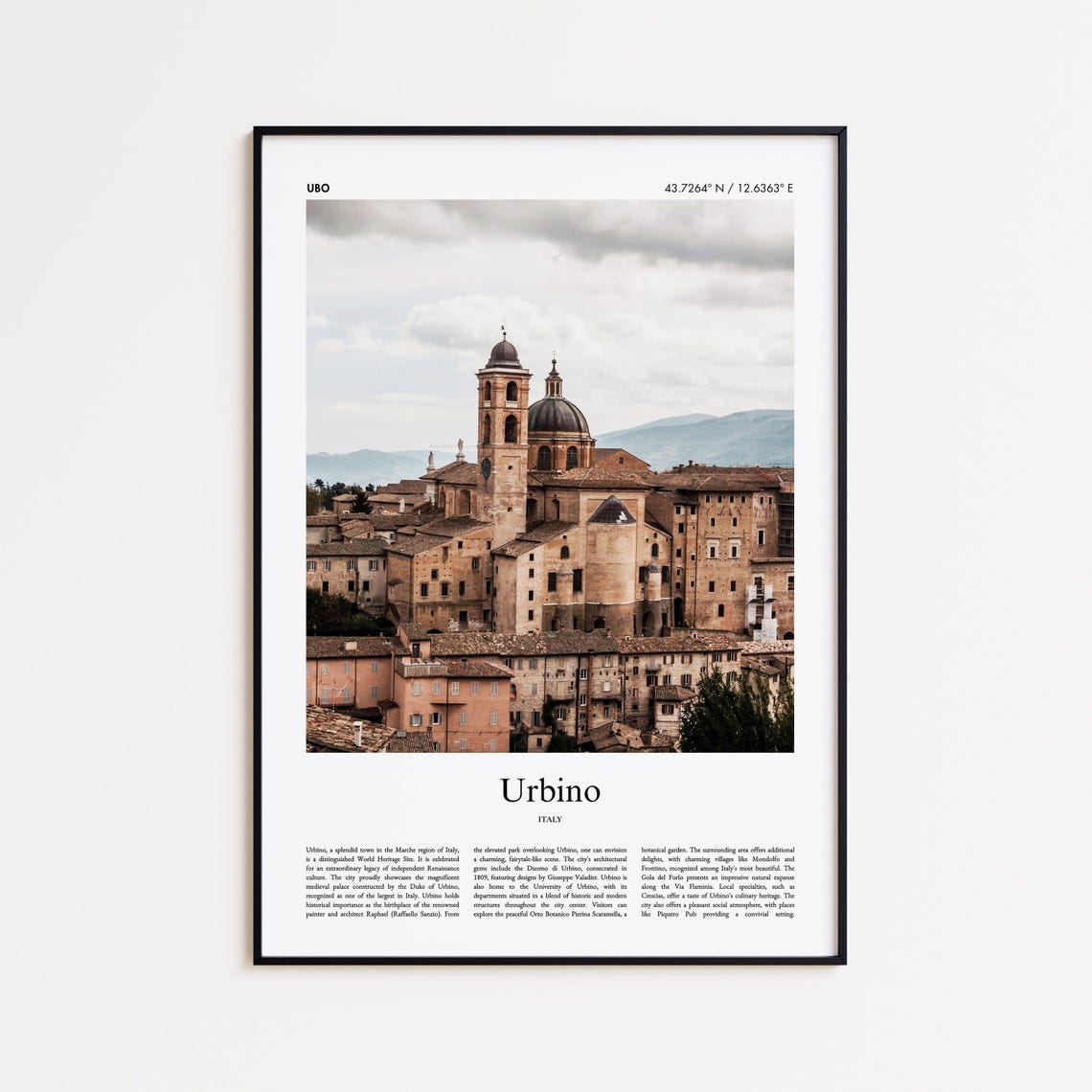 Urbino Italy Historic Hill Town Old Architecture Photo Poster