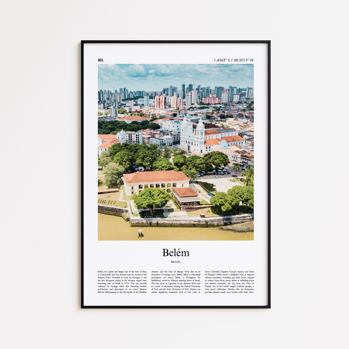 Belem Brazil Historic Center Aerial Cathedral River City Photo Poster