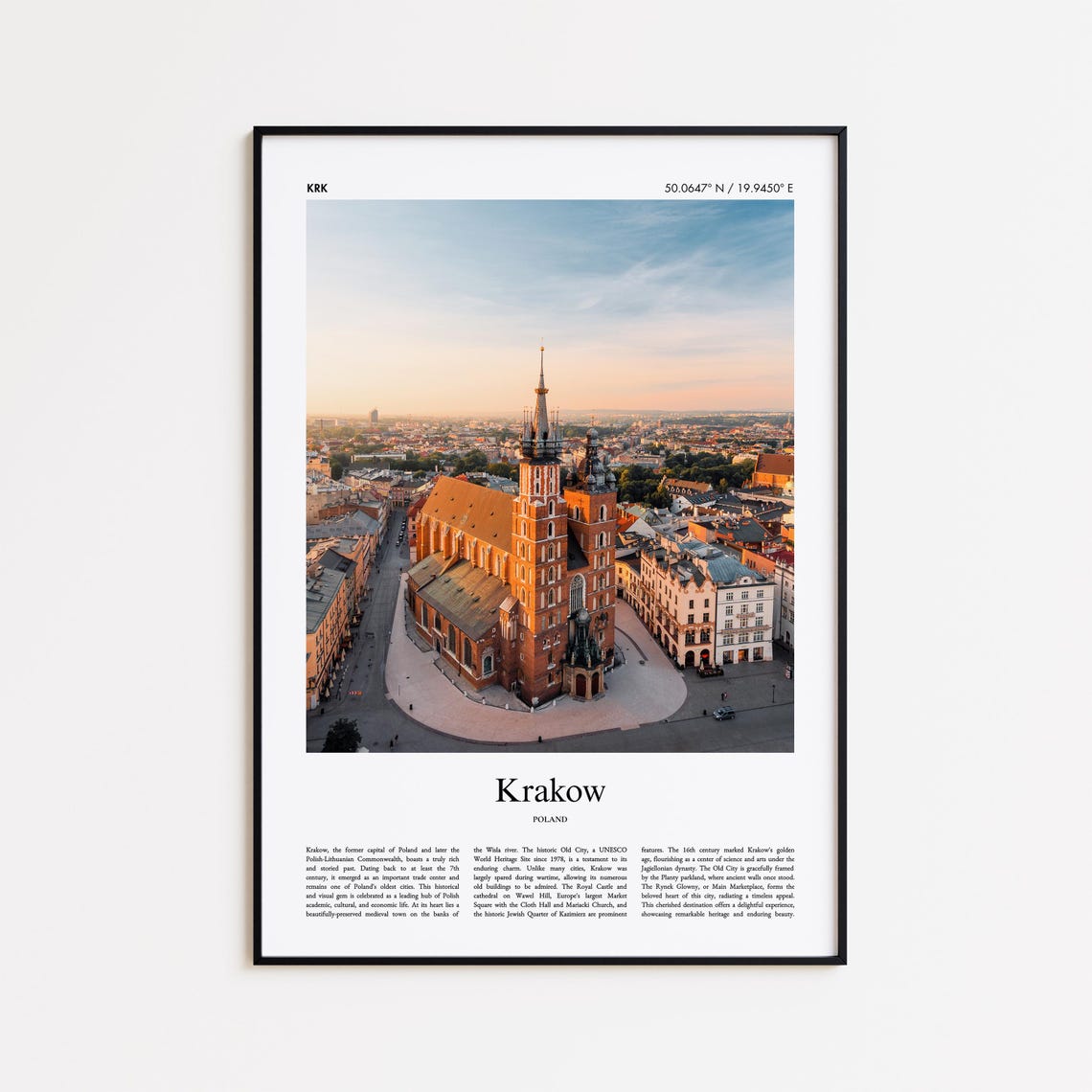 Krakow Poland Old Town Square Basilica Color Travel Photo Poster