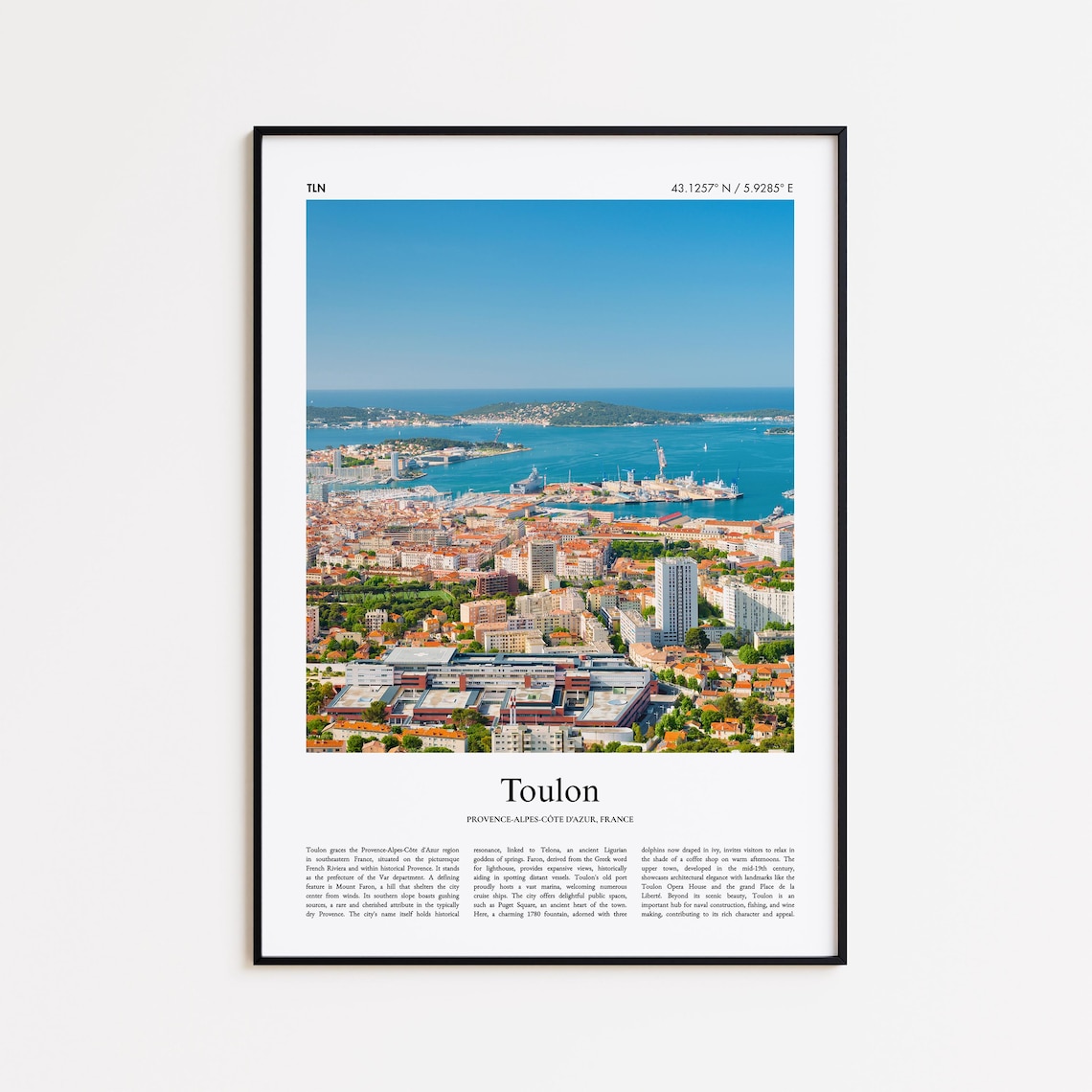 Toulon France Mediterranean Harbor Aerial City View Travel Poster