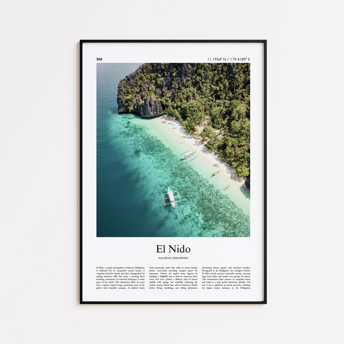 El Nido Philippines Palawan Tropical Beach Aerial Photo Travel Poster