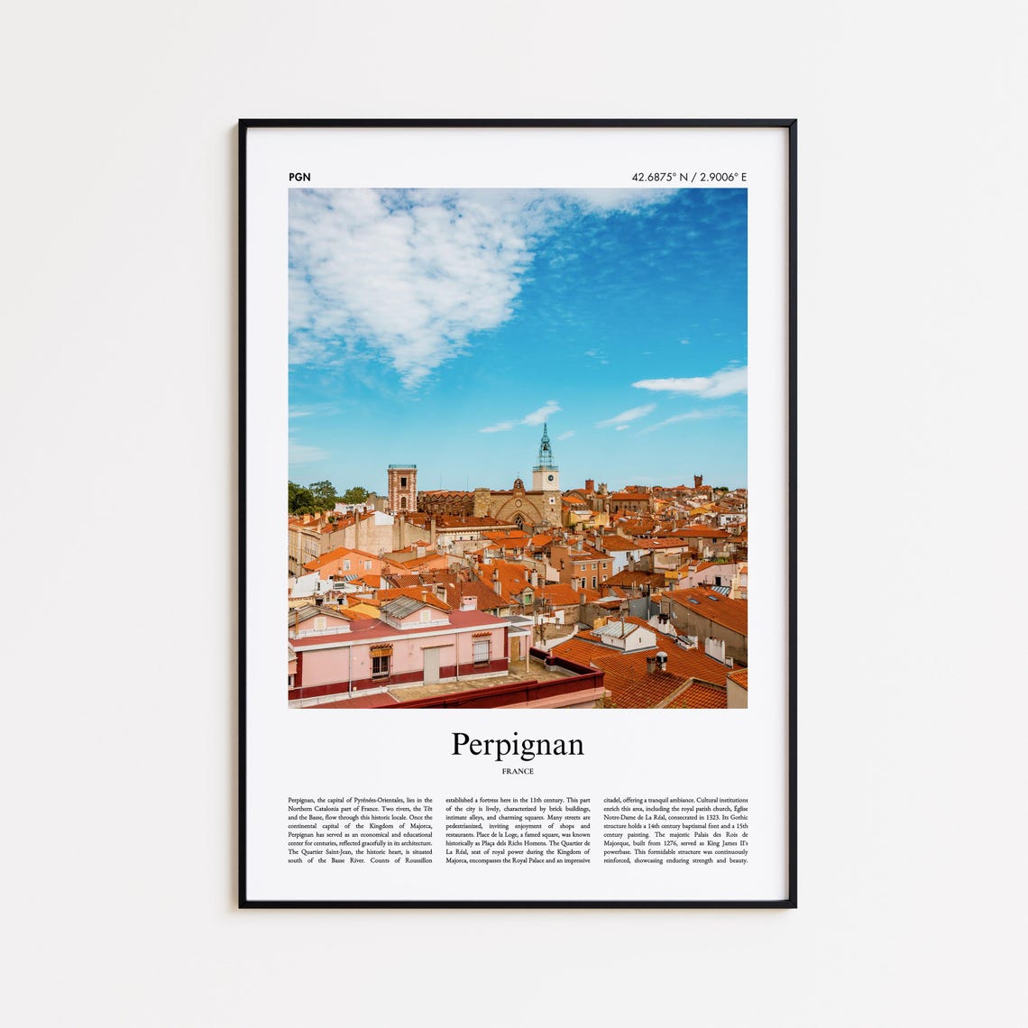 Perpignan France Terracotta Rooftops Old Town Travel Photo Poster