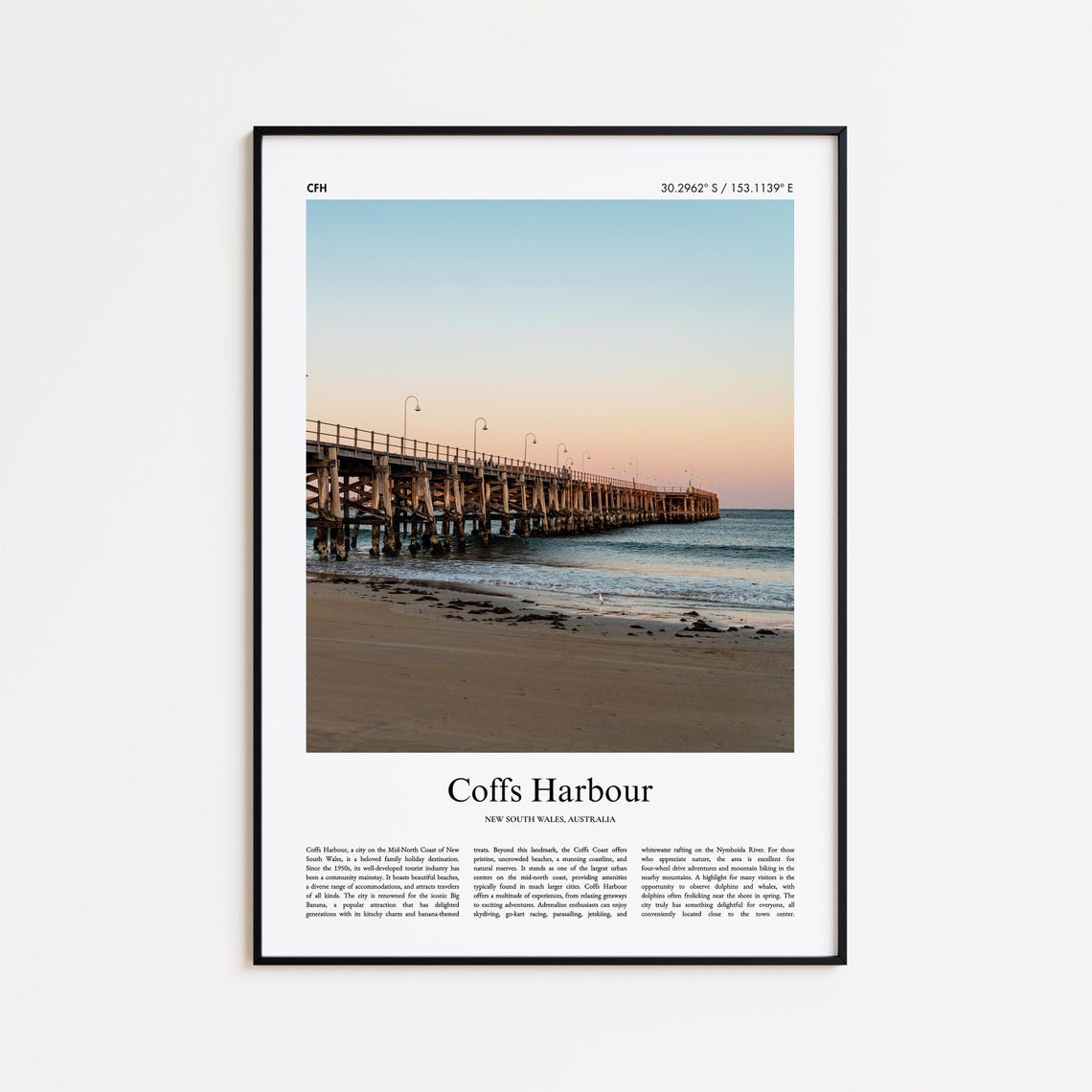 Coffs Harbour Australia Pier Sunset City Photo Travel Poster